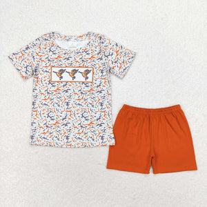 Duck Orange Camo Boys Shorts Sets