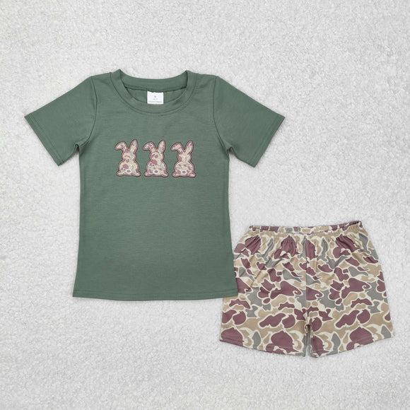 Bunny Camo Green Boys Easter Outfits