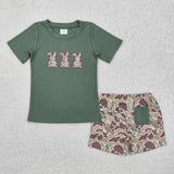 Bunny Camo Green Boys Easter Outfits