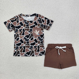 Duck Pocket Camo Brown Boys Shorts Sets