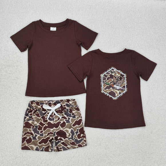 Duck Camo Brown Boys Shorts Sets