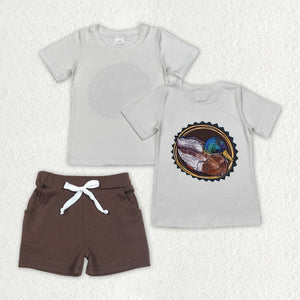 Duck White Brown Boys Shorts Sets