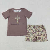 Words Camo Cross Brown Boys Easter Outfits