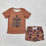 He is Risen Camo Cross Boys Easter Outfits