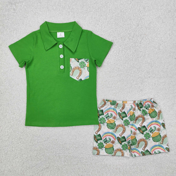 Clover Rainbow Green Pocket Boys St. Patrick's Day Outfits