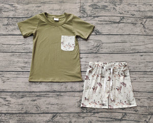 Pre-sale Duck Pocket Green Boys Shorts Sets