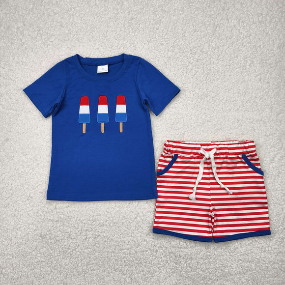 Popsicle Red Stripe Boys 4th of July Outfits