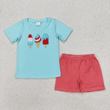 Popsicle Red Stripe Blue Boys 4th of July Outfits