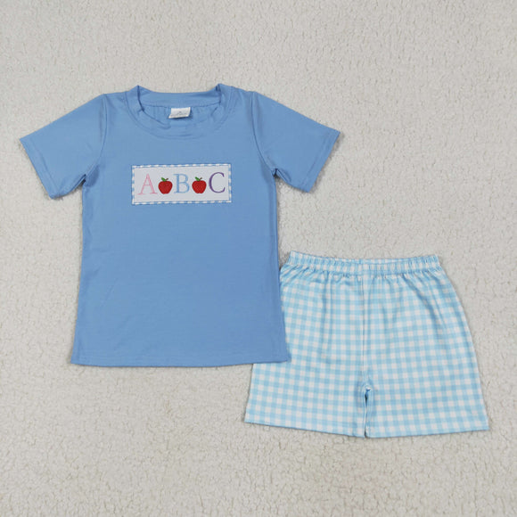 ABC Apple Blue Plaid Boys Back to School Outfits