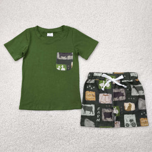 Quack Farm Duck Pocket Green Boys Shorts Sets