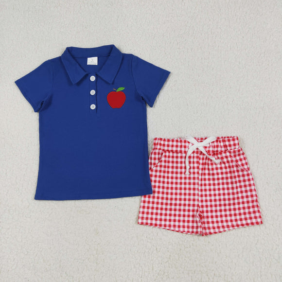 Apple Red Plaid Blue Boys Back to School Outfits