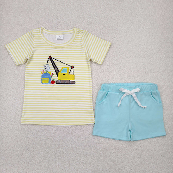 Apple Construction Truck Yellow Stripe Boys Back to School Outfits