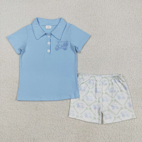 Golf Tour Van Blue White Boys Shorts Sets