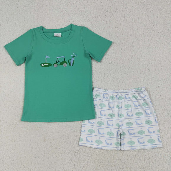 Golf Tour Van Green White Boys Shorts Sets