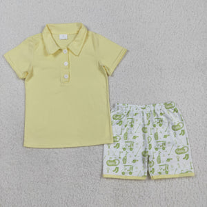 Solid Yellow Golf Boys Shorts Sets