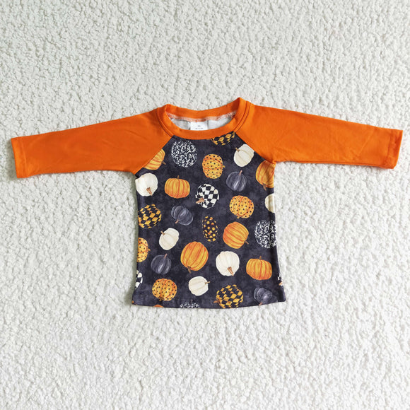 Pumpkins Black Orange Boys Halloween Top