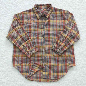 Red Yellow Plaid Shirt Boys Long Sleeve Top