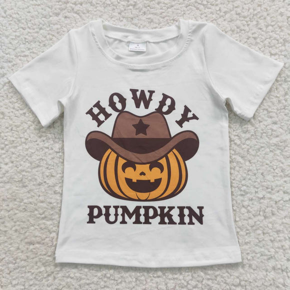 Howdy Pumpkin White Boys Halloween Top