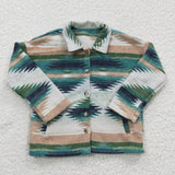 Navy Green Stripe Shirt Boys Long Sleeve Top