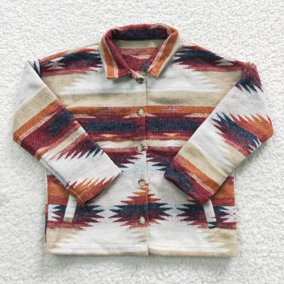 Navy Red Orange Stripe Shirt Boys Long Sleeve Top