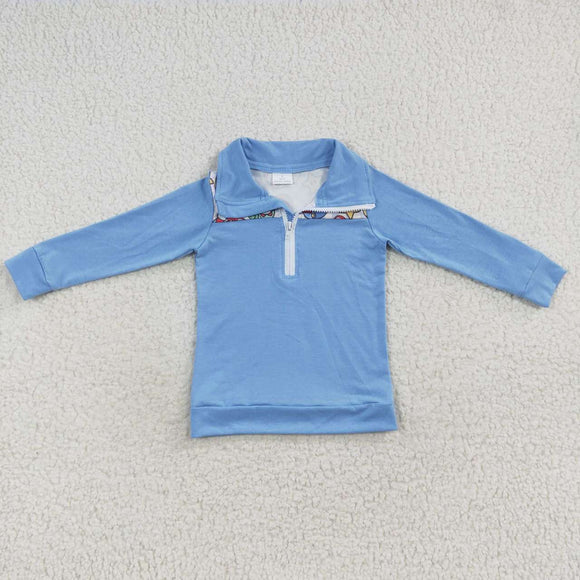 Promotional Cartoon Blue Polo Boys Long Sleeve Top