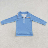 Promotional Cartoon Blue Polo Boys Long Sleeve Top