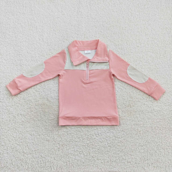 Green Stripe Pink Polo Girls Long Sleeve Top