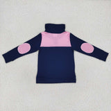 Pink Plaid Navy Polo Boys Long Sleeve Top