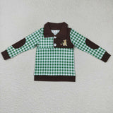 Duck Dog Green Plaid Brown Boys Long Sleeve Top