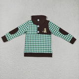 Duck Dog Green Plaid Brown Boys Long Sleeve Top