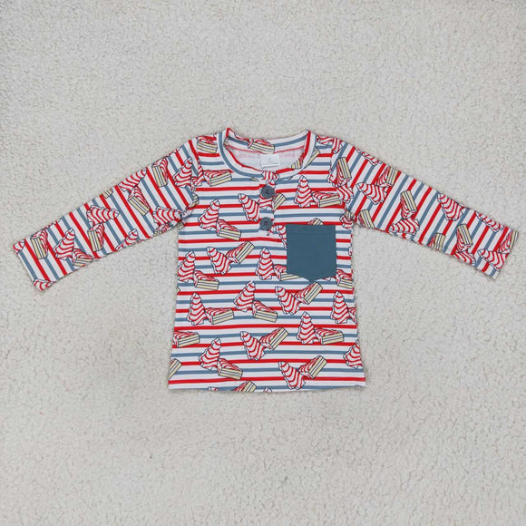 Tree Cookie Stripe Boys Christmas Top