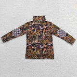 Elk Deer Leaves Camo Polo Boys Long Sleeve Top