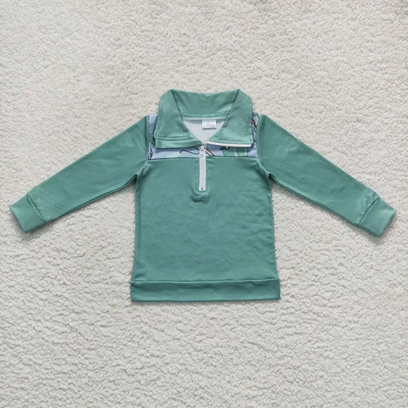 Fishing Green Polo Boys Long Sleeve Top