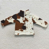 Cowhide Print Kids Pullover Plush Coat