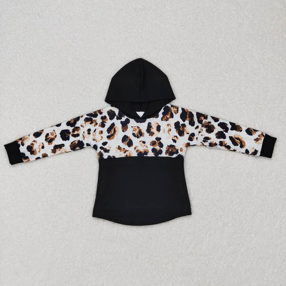 Cow Print Black White Boys Hoodie Top