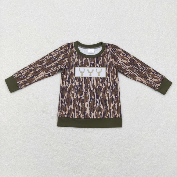 Deer Camo Army Green Boys Long Sleeve Top