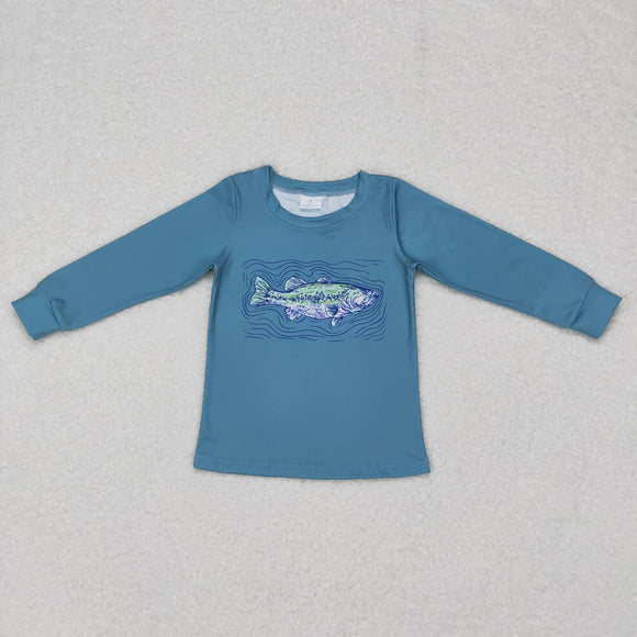 Fish Blue Boys Long Sleeve Top