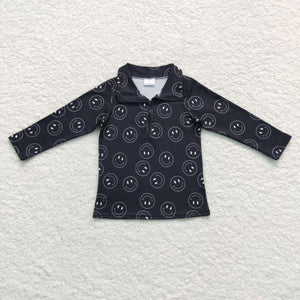 Smile Black Polo Boys Long Sleeve Top