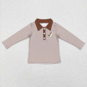 Duck Stripe Brown Boys Long Sleeve Top