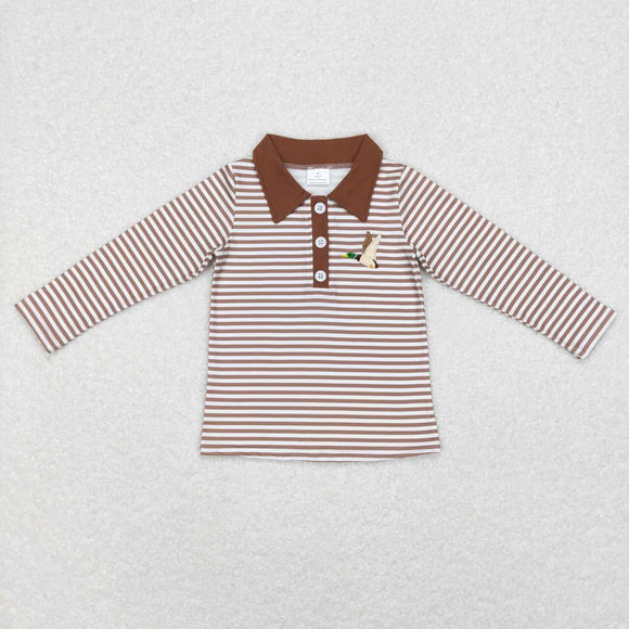 Duck Stripe Brown Boys Long Sleeve Top