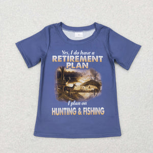 Hunting Fishing Blue Boys Short Sleeve Top