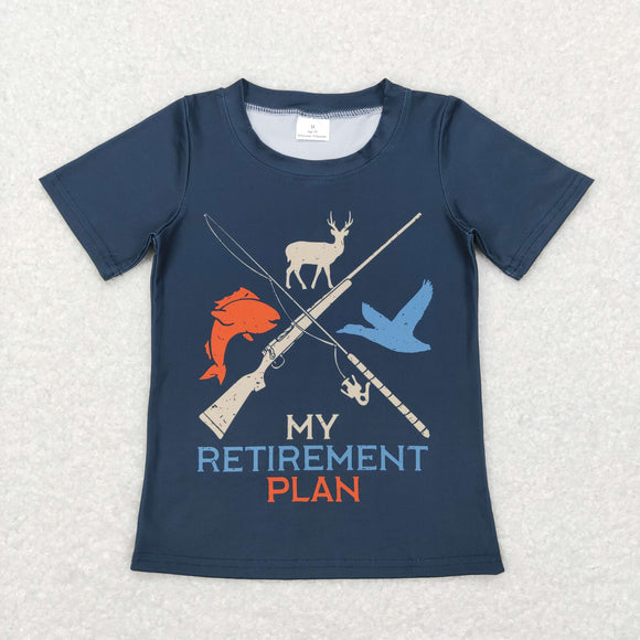 Retirement Plan Navy Boys Short Sleeve Top