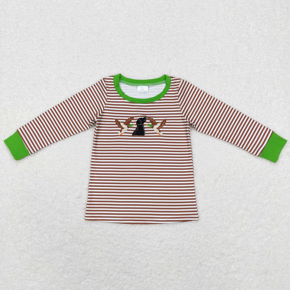 Duck Dog Brown Stripe Boys Long Sleeve Top