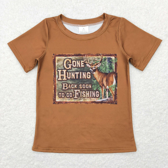 Gone Hunting Brown Boys Short Sleeve Top