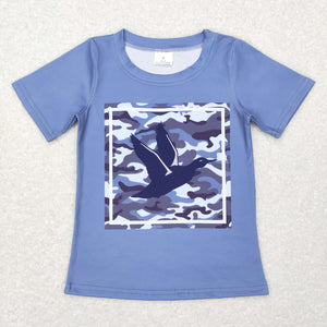 Duck Camo Navy Boys Short Sleeve Top