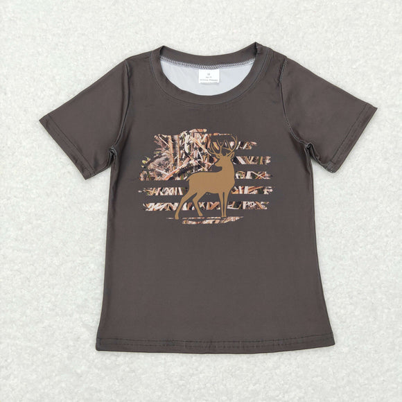 Deer Brown Boys Short Sleeve Top