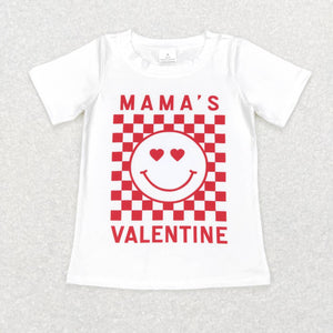 Smile Plaid Mama's Valentine White Boys Valentines Top