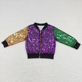 Purple Green Gold Sparkle Boys Jacket Mardi Gras Top