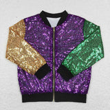 Purple Green Gold Sparkle Boys Jacket Mardi Gras Top