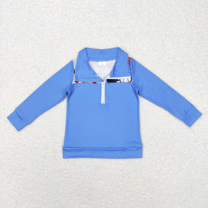 Baseball Stars Blue Polo Boys Long Sleeve Top